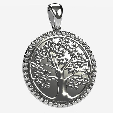 Médaille arbre de vie - Or blanc 18 carats