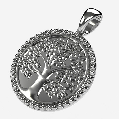Médaille arbre de vie - Or blanc 18 carats