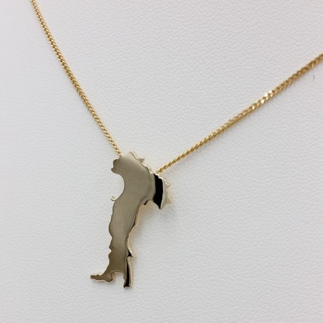 Pendentif Carte Italie En Or Plaqué 18 Carats - 30x14 Mm - Cadeau Original Homme/Femme