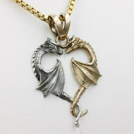pendentif dragon or et argent
