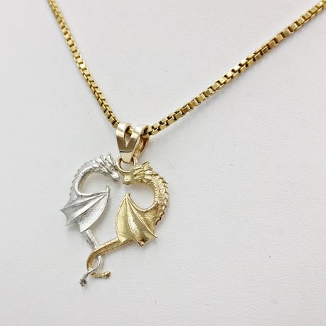 pendentif dragon or et argent