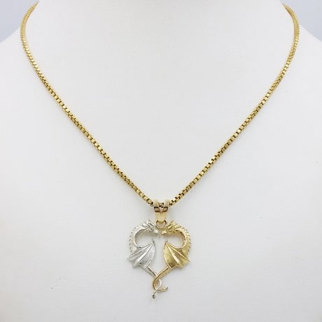 pendentif dragon or et argent