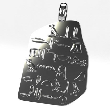 Pendentif En Argent 925 Avec Hiéroglyphes - Bijou Occasion, Métal Argent, Symbole Ancien