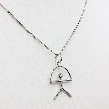 Pendentif Indalo En Argent Sterling 925 Avec Zircon – Symbole D’Almeria, Design Moderne, Taille 1,5 X 1,5 Cm (chaîne Non Incluse)