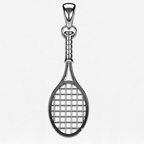 Pendentif Raquette De Tennis Avec Chaîne En Argent 55 Cm