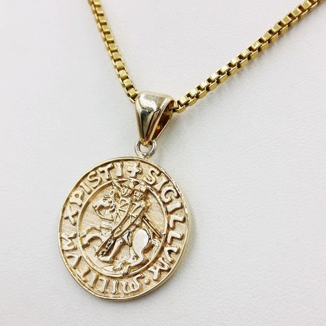 Ciondolo Collana Medievale Templare Con Sigillo Abraxas - Allungabile, Grigio