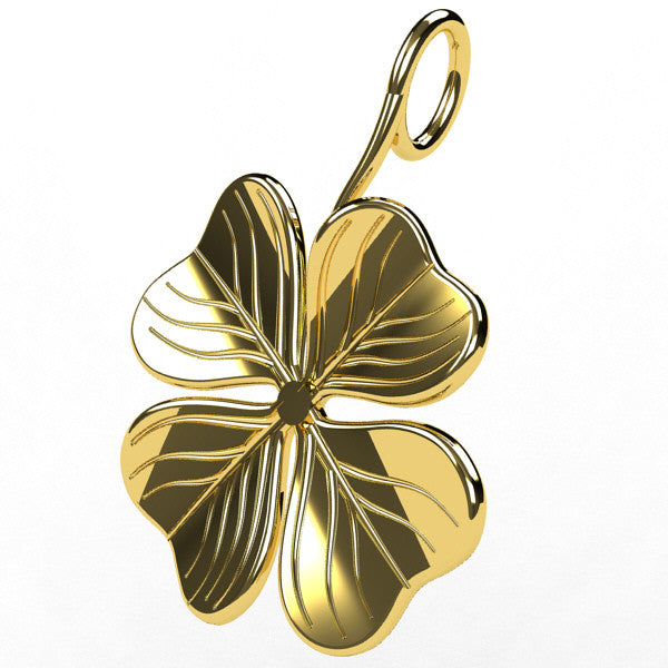 Pendentif Trèfle à quatre feuilles en Or et Corail